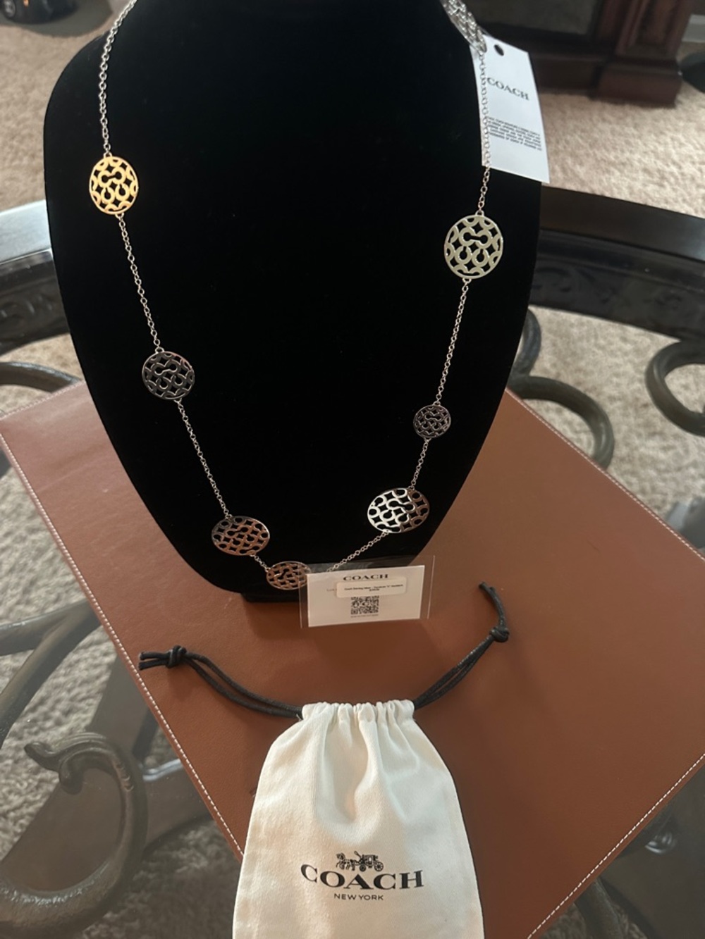 Coach ❤️ Sterling Silver 925 Signature ~ 33” 
C Necklace. NWT